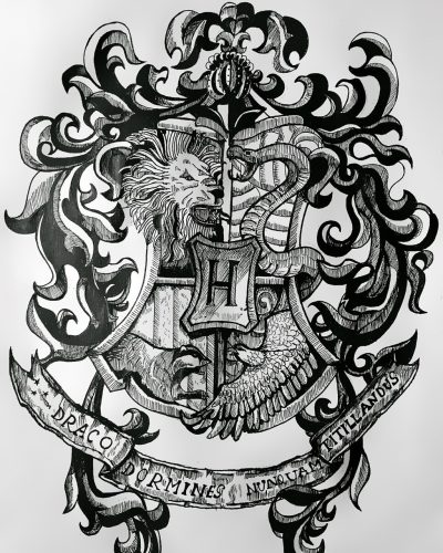 Hogwarts Crest, Emblem, Heritage, Magic, House Drawing