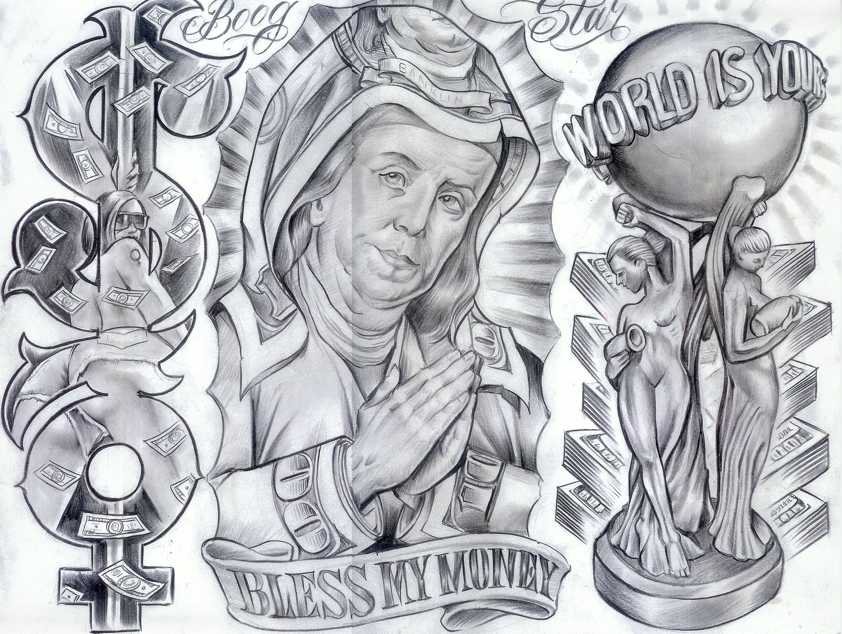 Hood Money Tattoo Drawing Creative Style