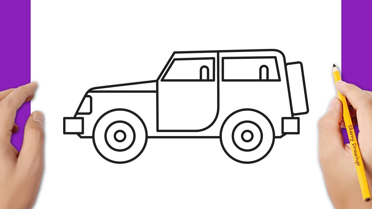 Jeep Drawing Detailed Sketch