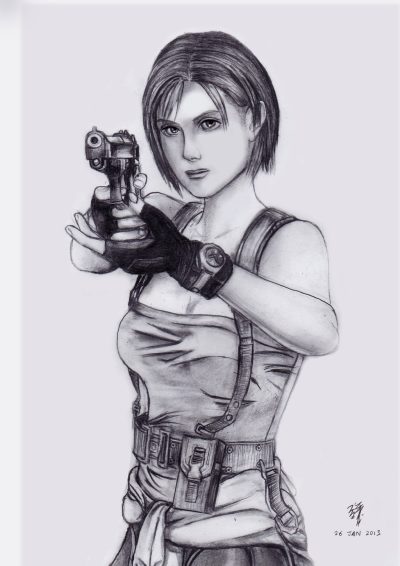 Jill Valentine, Biohazard Specialist, S.T.A.R.S. Member, Survival Expert, Zombie Hunter Drawing