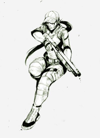 Jill Valentine, Survivor, Bioterrorism, S.T.A.R.S., Resident Evil Drawing