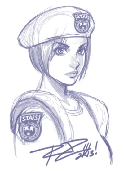 Jill Valentine, Brawler, S.T.A.R.S., Resident Evil, Survival Horror Drawing