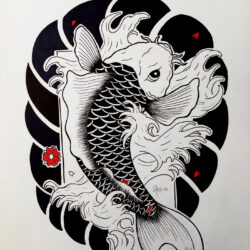 Koi Fish Drawing Beautiful Artwork