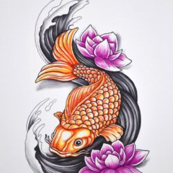 Koi Fish Drawing Intricate Artwork