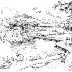 Lake Drawing Sketch