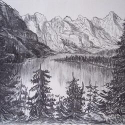 Lake Drawing Unique Art