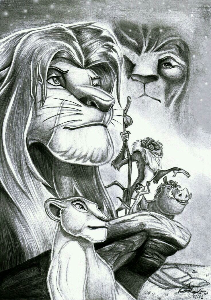 Lion King Drawing Detailed Sketch