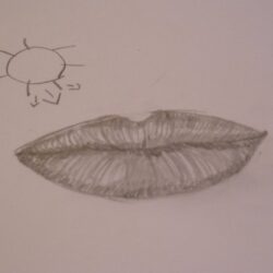 Lip Drawing Detailed Sketch