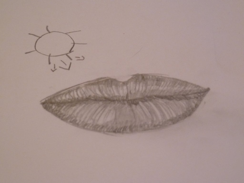 Lip Drawing Detailed Sketch