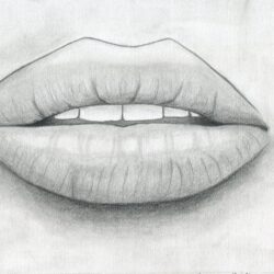 Lips Easy Drawing Detailed Sketch