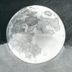 Moon Drawing Detailed Sketch