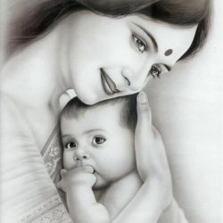 Mother and Child Drawing Art