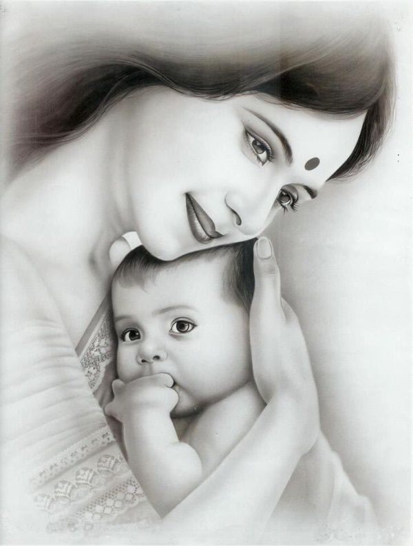 Mother and Child Drawing Art