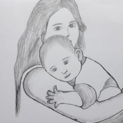 Mother and Child Drawing Creative Style