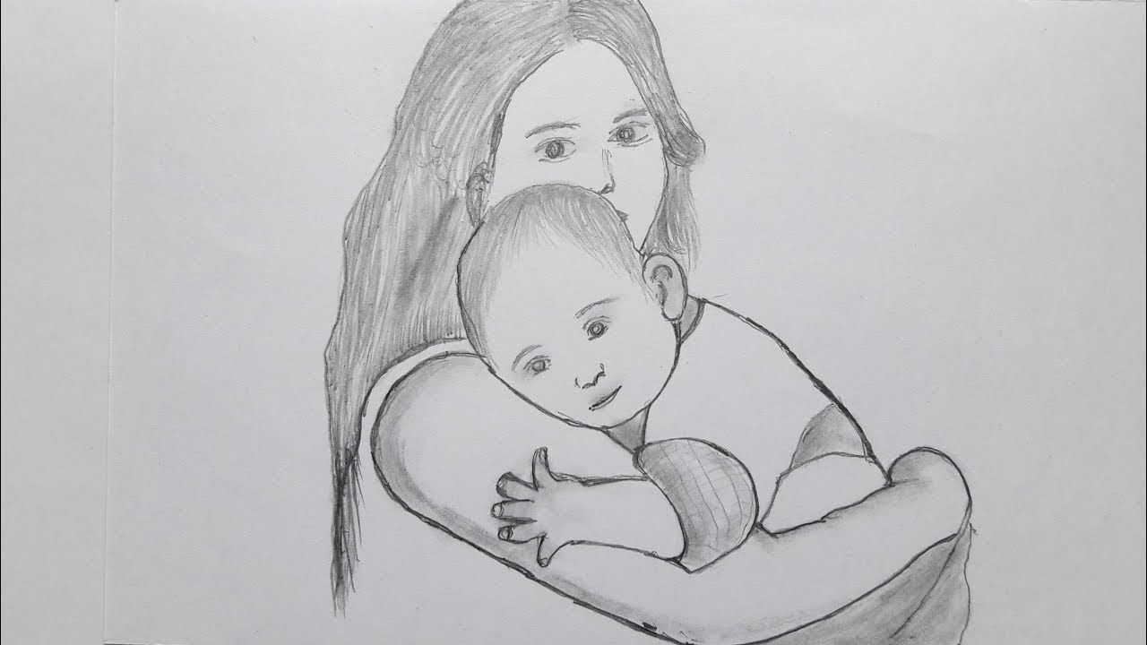 Mother and Child Drawing Creative Style