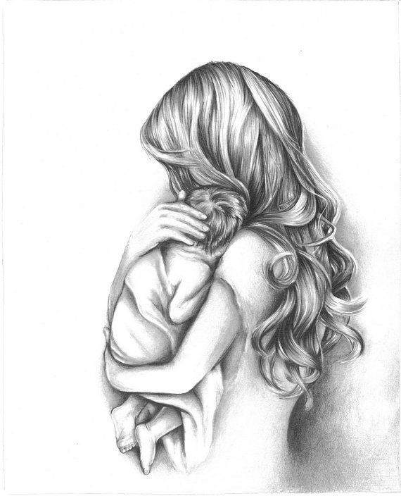 Mother and Child Drawing Fine Art