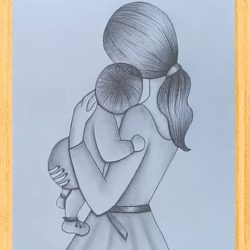 Mother and Child Drawing Hand drawn