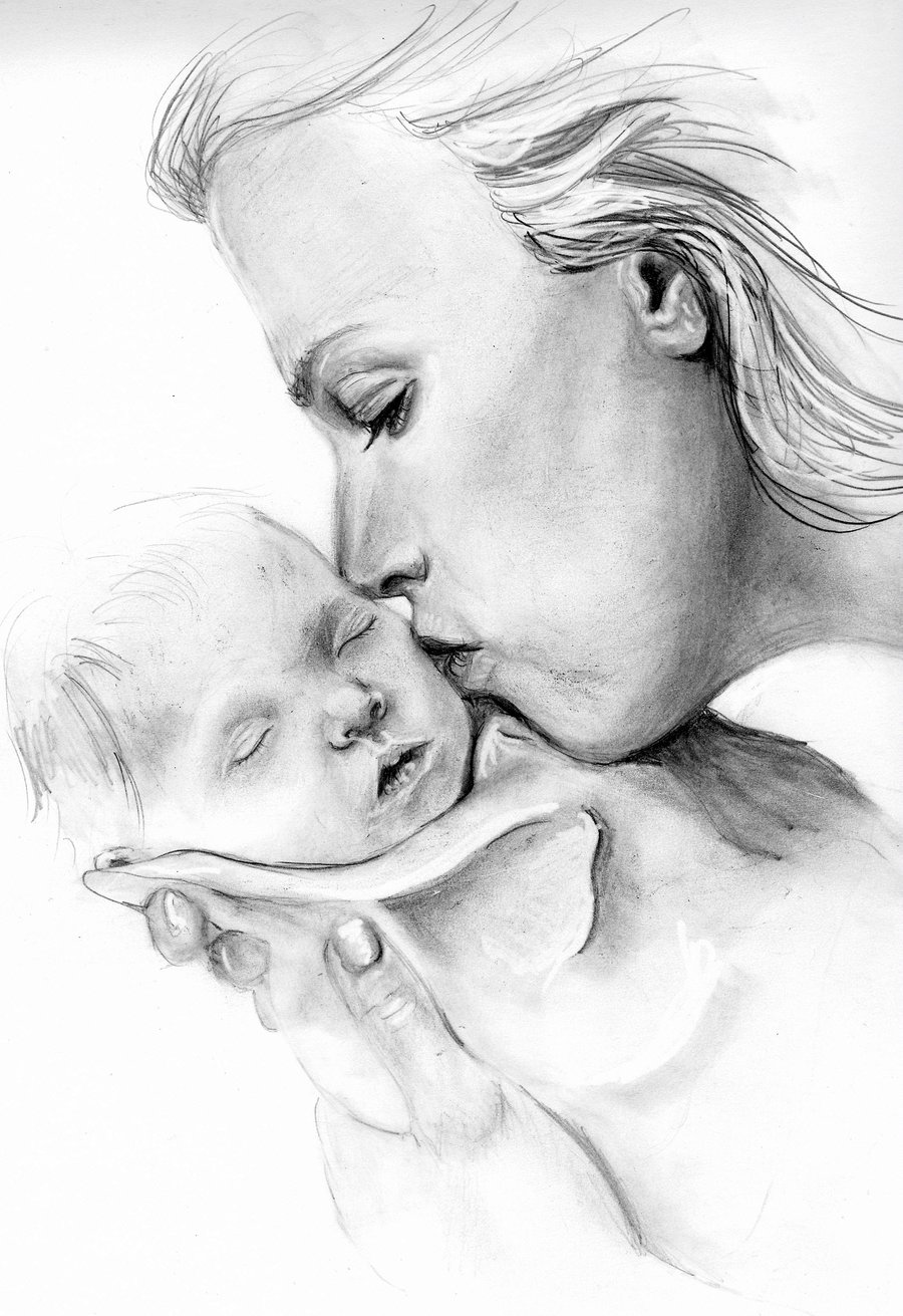 Mother and Child Drawing Professional Artwork