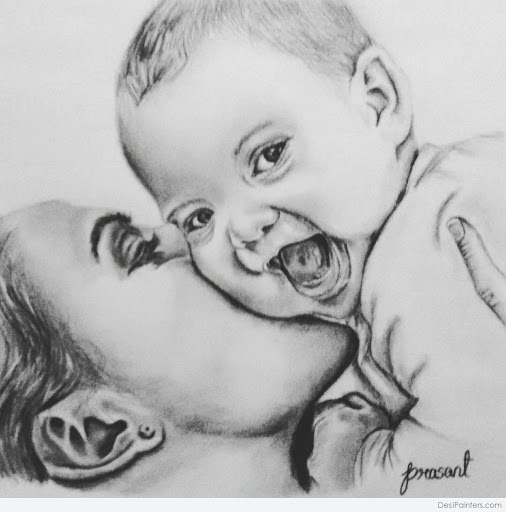 Mother and Child Drawing Unique Art