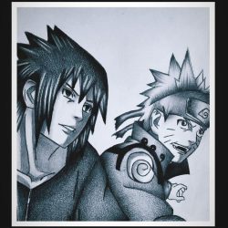 Naruto And Sasuke Drawing Fine Art