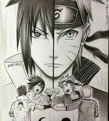 Naruto And Sasuke Drawing Hand drawn Sketch