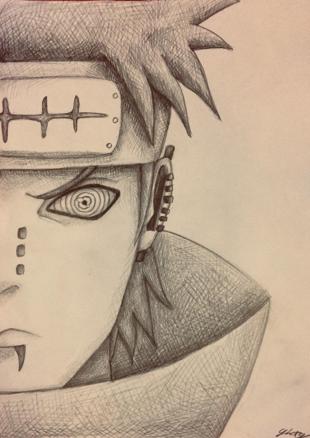 Naruto Pain Drawing Detailed Sketch