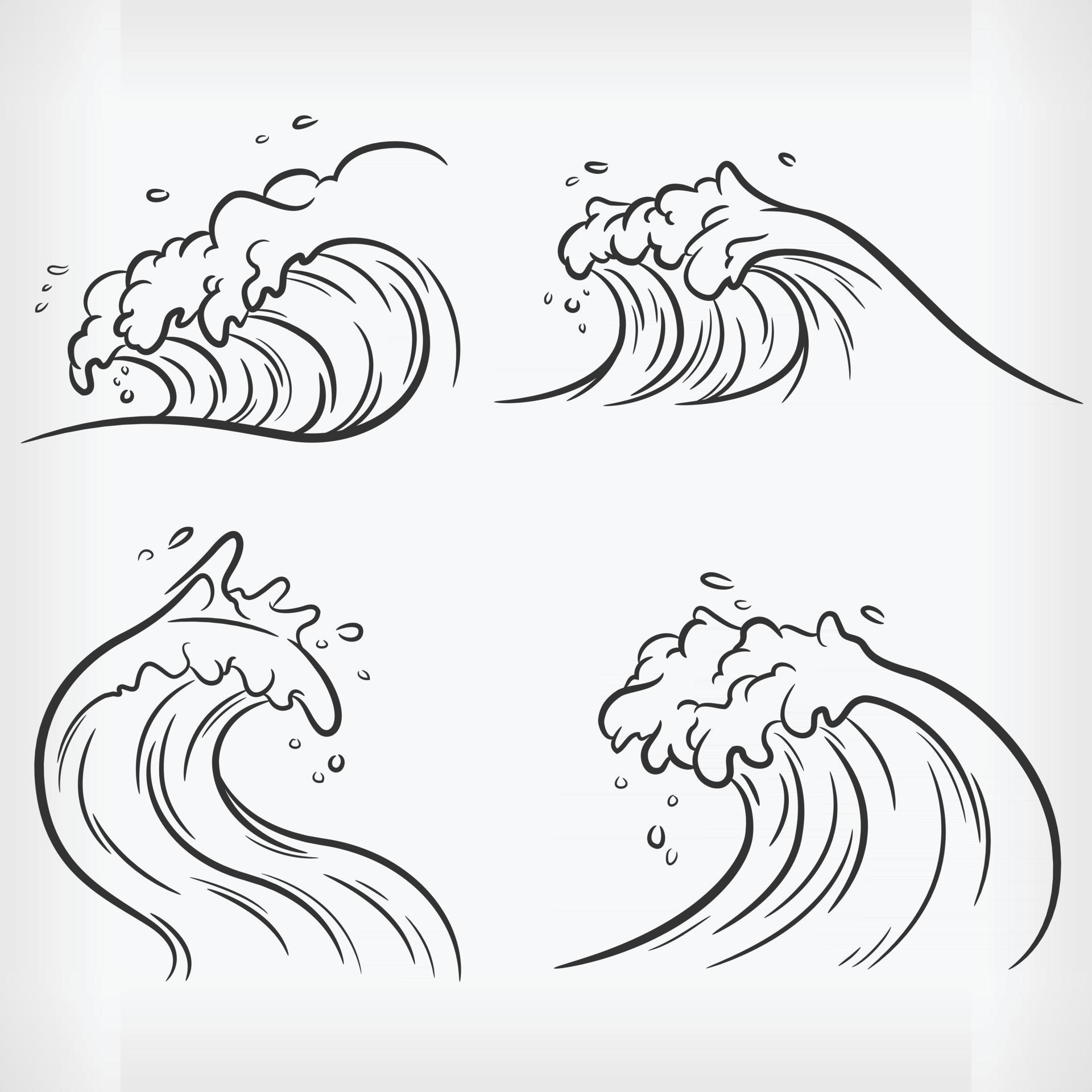 Ocean Waves Drawing Artistic Sketching