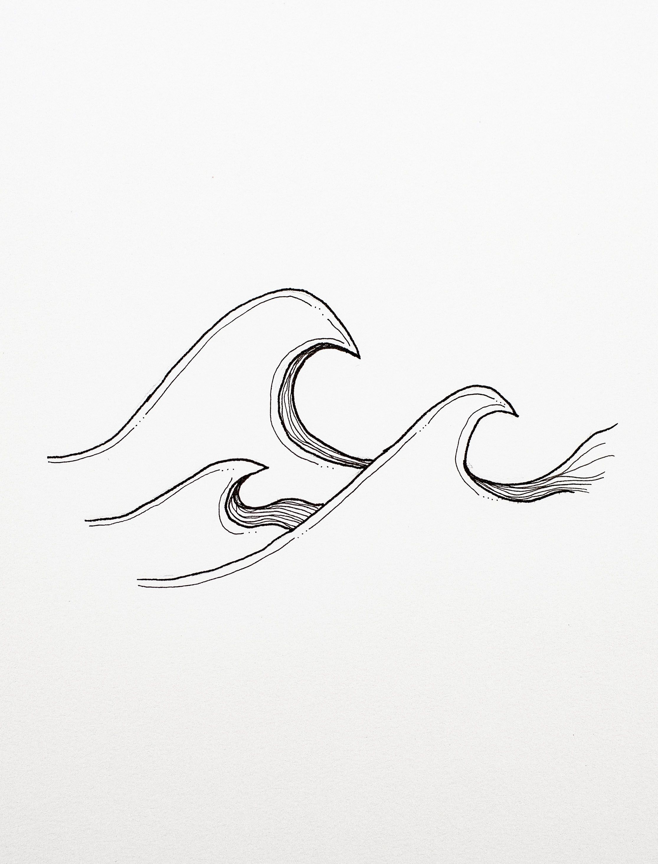 Ocean Waves Drawing Detailed Sketch