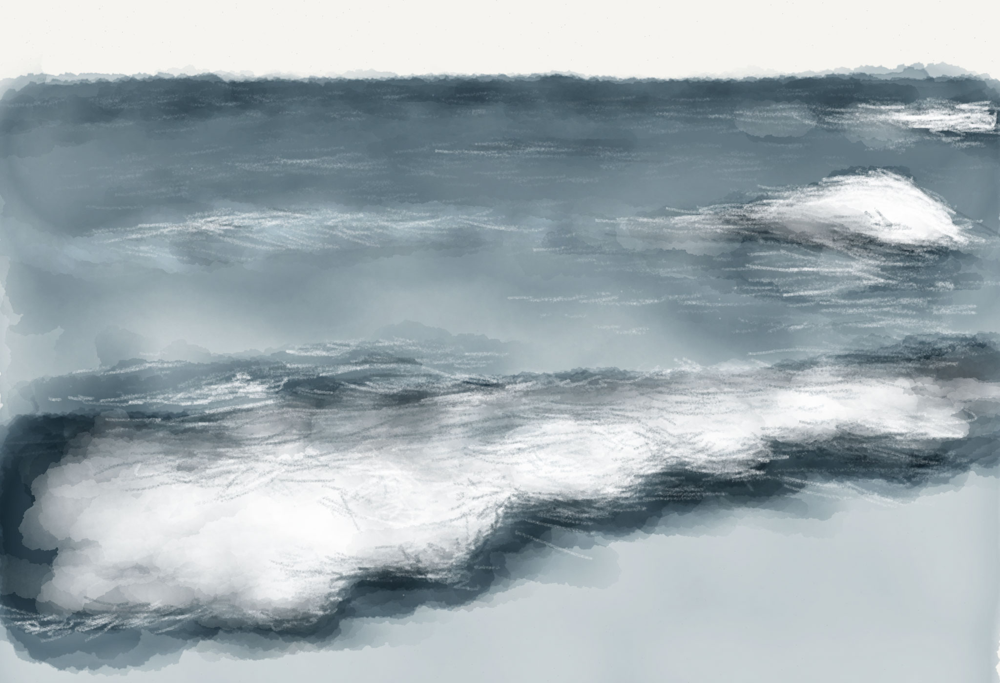 Ocean Waves Drawing Hand Drawn Sketch