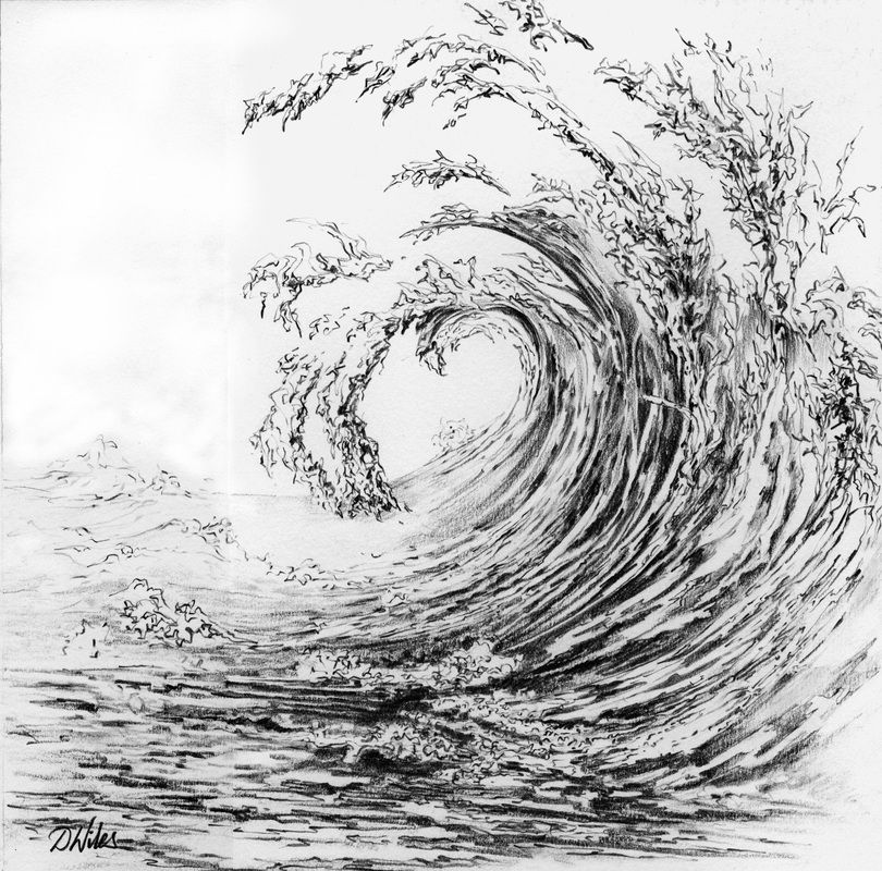 Ocean Waves Drawing Intricate Artwork