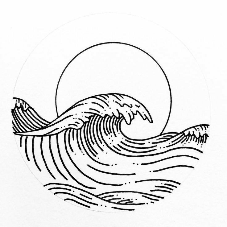 Ocean Waves Drawing Modern Sketch