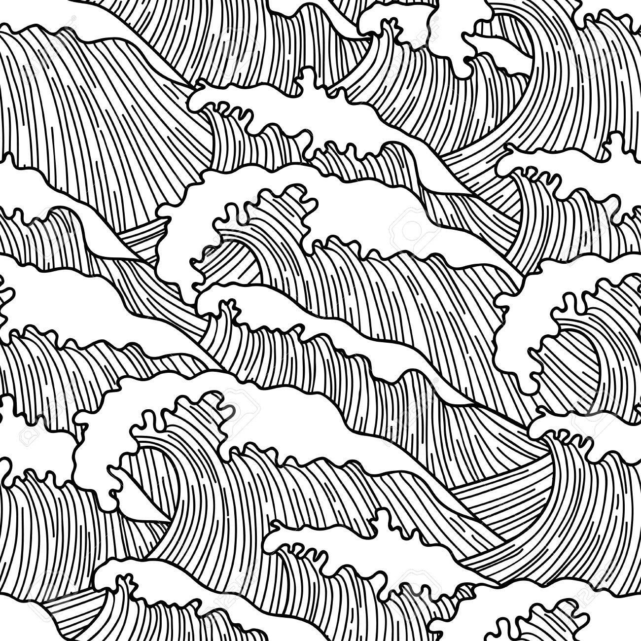 Ocean Waves Drawing Realistic Sketch