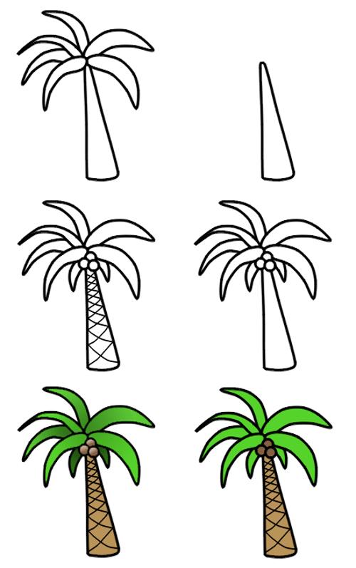 Palm Trees Drawing Realistic Sketch