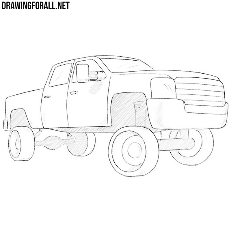 Pickup Truck Drawing Detailed Sketch