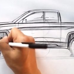 Pickup Truck Drawing Hand drawn Sketch