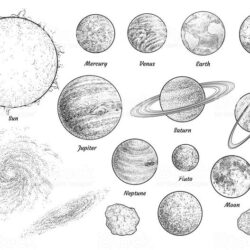 Planets Drawing Modern Sketch