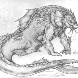 Sea Monster Drawing Detailed Sketch