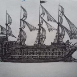 Ship Drawing Detailed Sketch