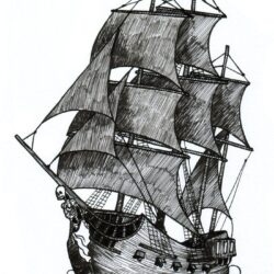 Ship Drawing Hand Drawn