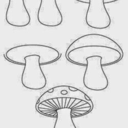 Simple Mushroom Drawing Artistic Sketching