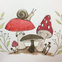 Simple Mushroom Drawing Modern Sketch