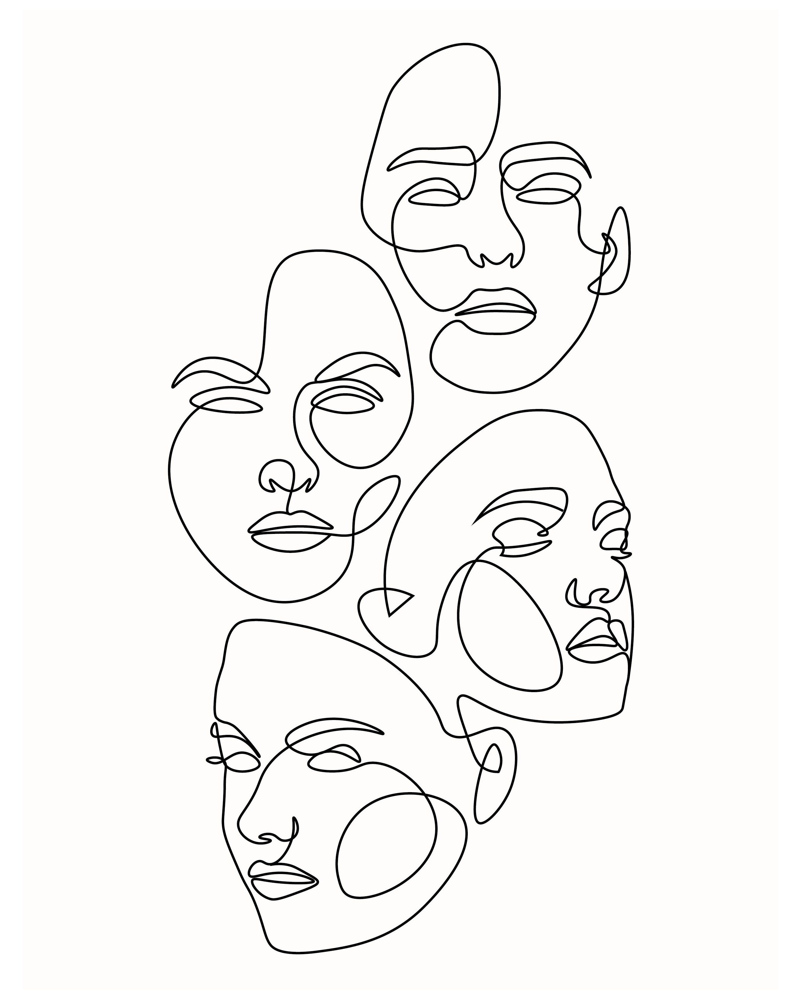 Simple One Line Face Drawing Fine Art
