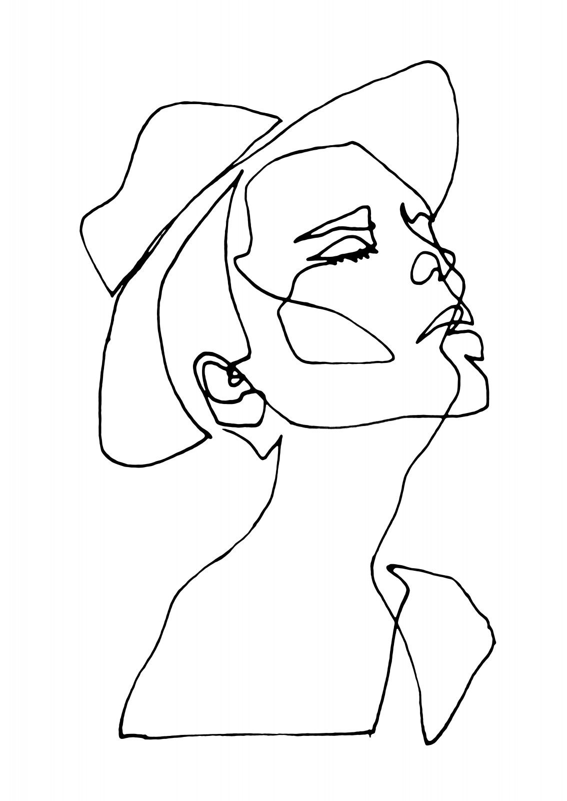 Simple One Line Face Drawing Hand Drawn Sketch