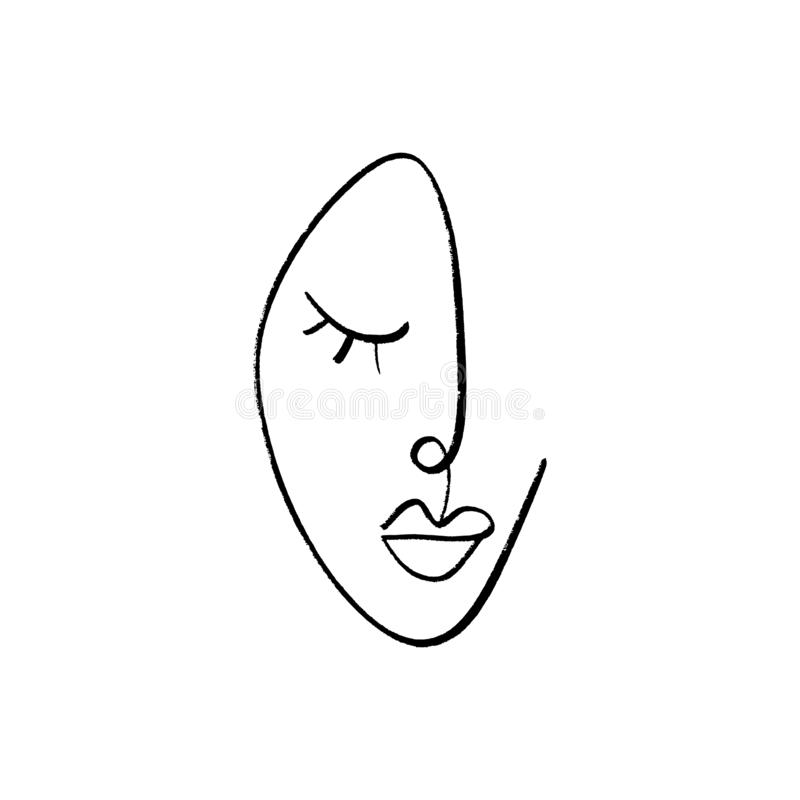Simple One Line Face Drawing Hand Drawn
