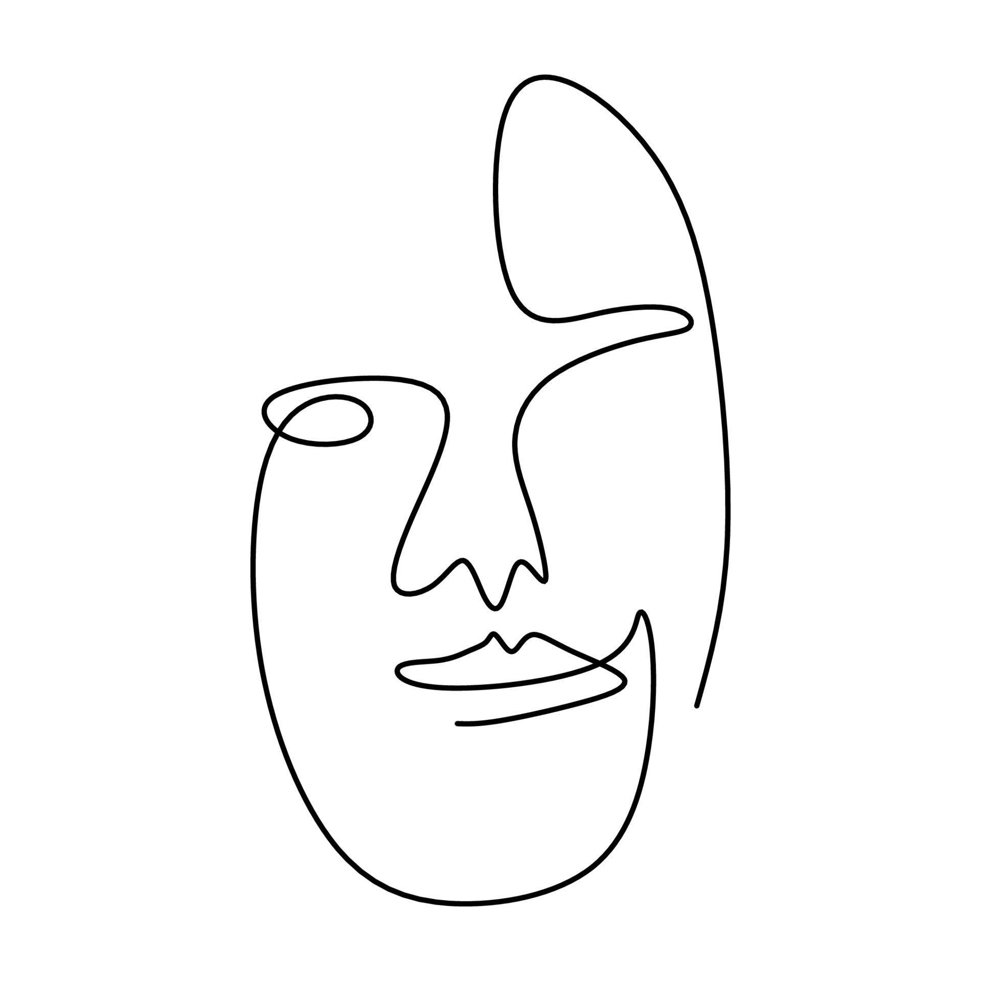 Simple One Line Face Drawing Realistic Sketch