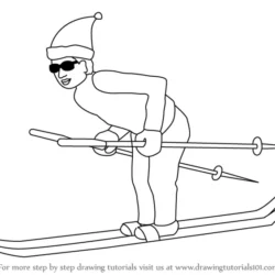 Ski Drawing Sketch