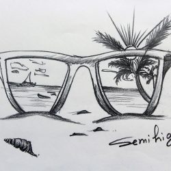 Sunglasses Drawing Realistic Sketch