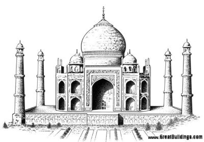 Taj Mahal, Love Symbol, Iconic Monument, UNESCO Heritage, Mughal Architecture Drawing