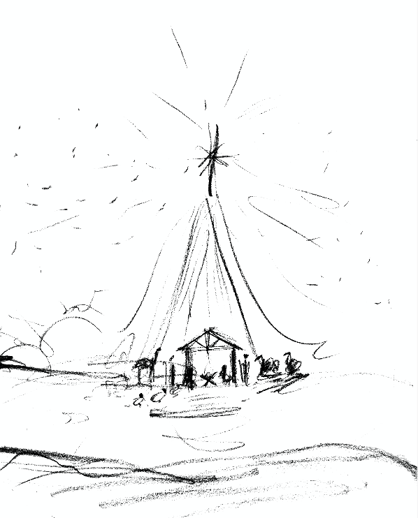 The Nativity Drawing Detailed Sketch