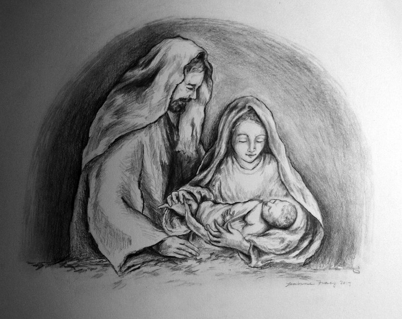 The Nativity Drawing Hand drawn Sketch